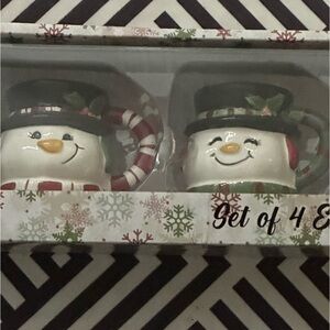 NEW Transpac Seasonal Christmas Set of 4 Expresso Mugs